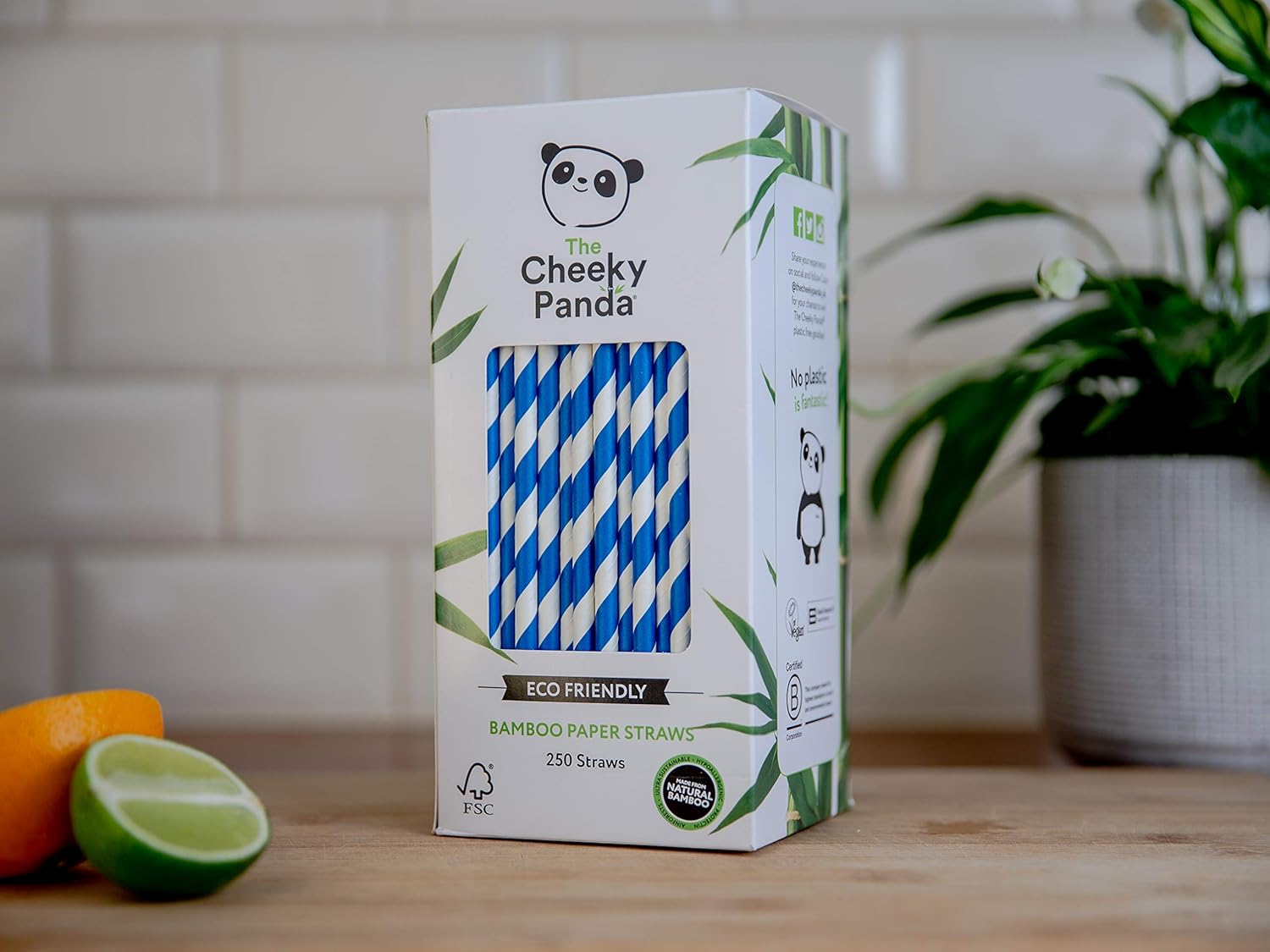 The Cheeky Panda - Bamboo Blue Stripes Paper Straws, 24 Packs - Image 5
