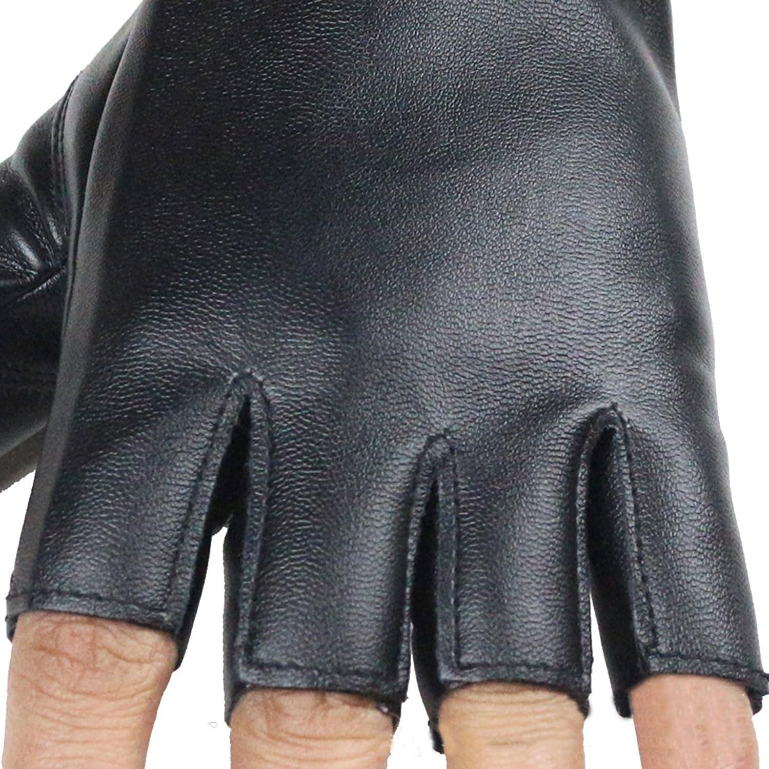 KWLET Women's Fingerless PU Leather Gloves Cycling Driving Motorcycle Performance Gloves, Black, One Size: Sports & Outdoors