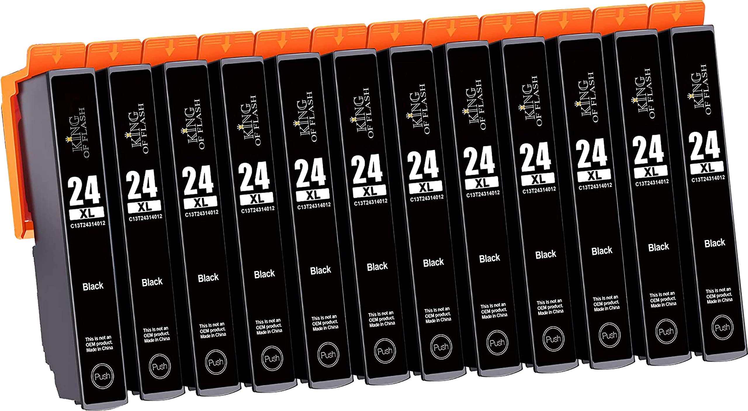 KING OF FLASH 24xl Compatible Ink Cartridges Replacement for Epson 24 XL for Epson Expression Photo XP-970 XP-55 XP-950 XP-860 XP-960 XP-750 XP-760 XP-850 Printer (12 Black)