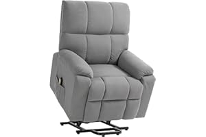 HOMCOM Power Lift Chair for Elderly, Fabric Upholstered Electric Recliner Chair for Seniors with Footrest, Side Pockets, Remo