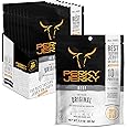 Perky Jerky Original 100% Grass Fed Beef Jerky, 2.2oz (Pack of 12) | Antibiotic Free | 10g Protein Per Serving | Low Fat | Tender Texture and Bold Flavor