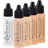 Belloccio Fair Color Shade Foundation Set - Professional Cosmetic Airbrush Makeup in 1/2 oz Bottles