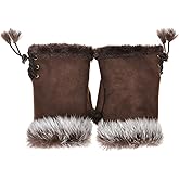 ZLYC Women Teen Classic Winter Warm Rabbit Fur Hands Wrist Fingerless Gloves Mittens