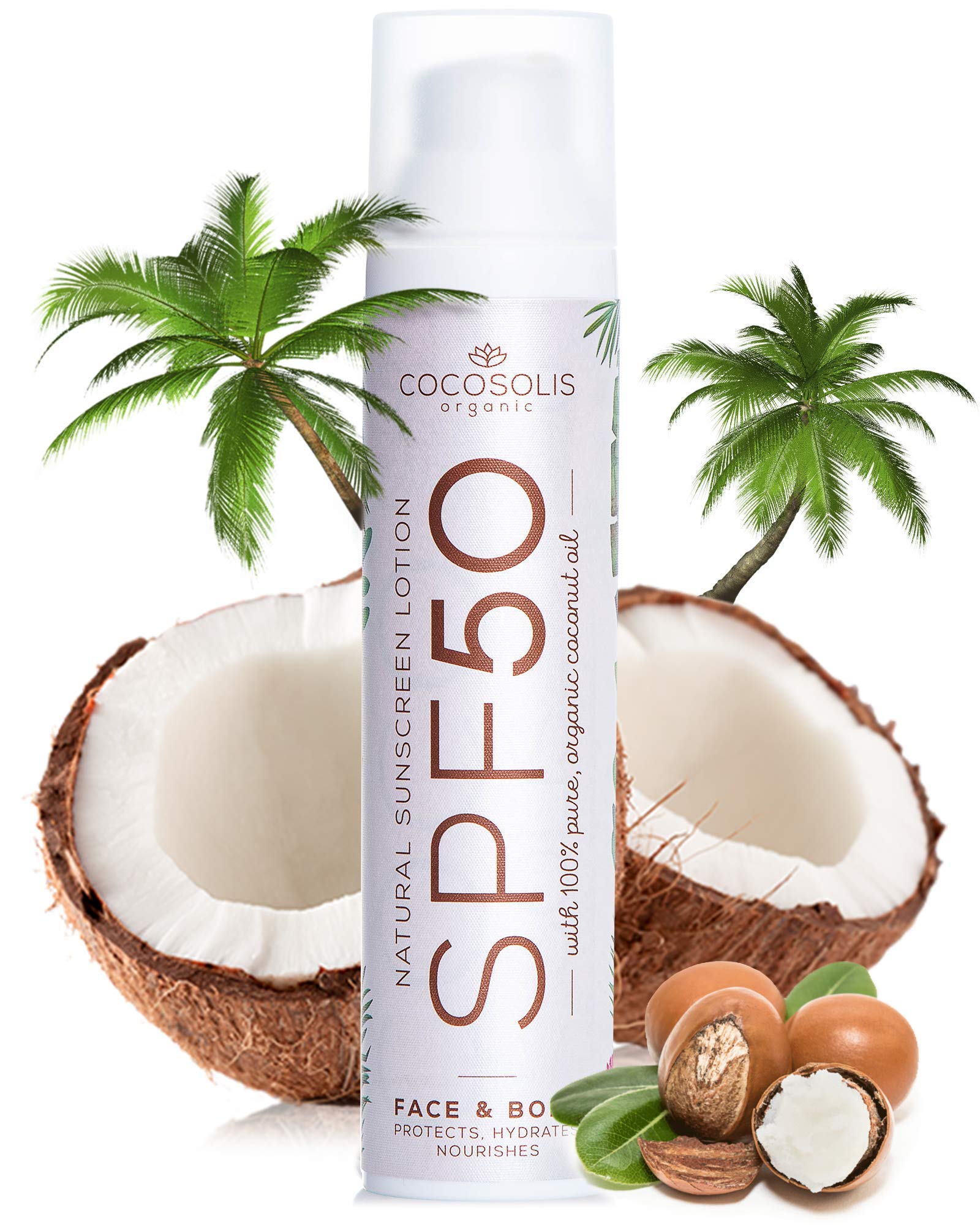 COCOSOLIS Natural Sunscreen Lotion SPF 50 | Effective UVA and UVB protection | Long-lasting Saturated Tan | Nourished & Hydrated Skin | For Face & Body | Mineral Sun Block | 100% Natural Ingredients