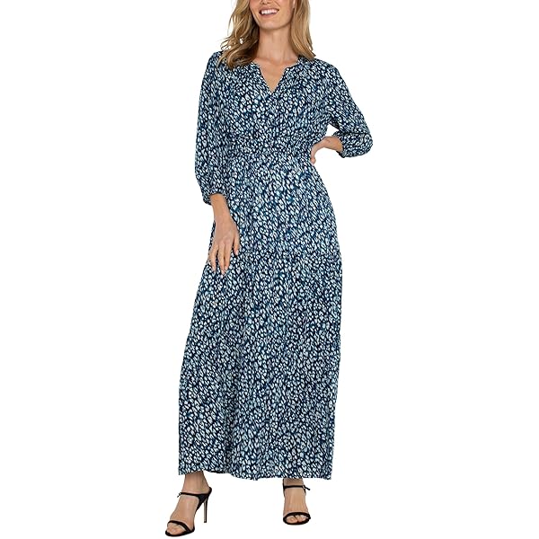 Max Studio Women's Elbow Length Sleeve Print Tiered Maxi Dress,  Rosewood/Cerise New Floral Paisley Band, Large at Amazon Women's Clothing  store