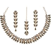 Touchstone Indian wedding jewelry set gold traditional necklaces for women statement rhinestone sets hollywood glamour style crystal stone bridal costume golden necklace