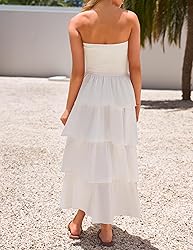 ZESICA Women‘s Summer Boho Strapless Maxi Dress