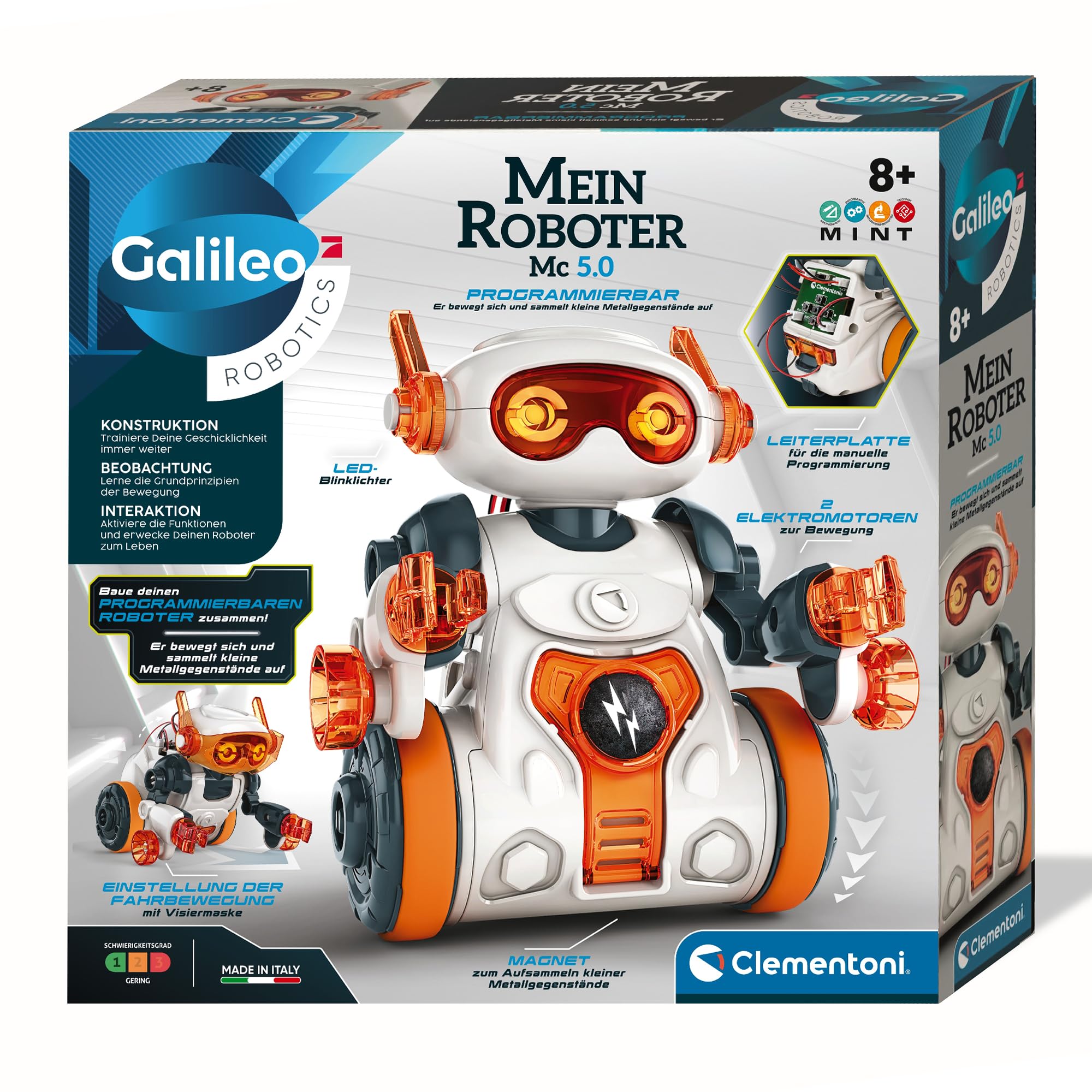 Clementoni Galileo Robotics - My Robot MC 5.0, Robotics for Small Engineers, High-Tech Toy, Ideal as a Gift, Learning to Program for Children from 8 Years 59158
