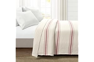 Lush Decor Comforter Farmhouse Stripe, Full/Queen, Red