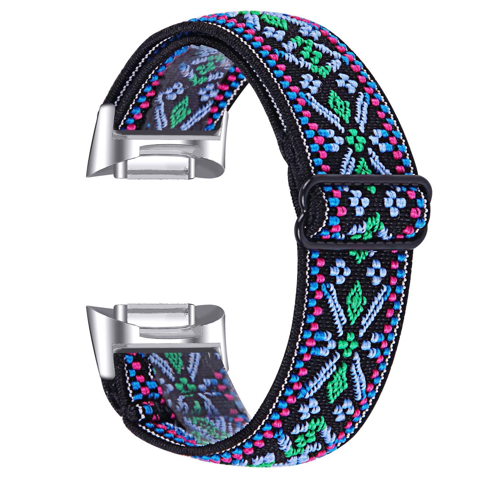 Gimuk Compatible with Fitbit Charge 5 Strap for Women Men, Soft Nylon Woven Stretchy Adjustable Elastic Replacement Sport Strap Wristband for Fitbit Charge 5 Small Large (Colorful) — image 1