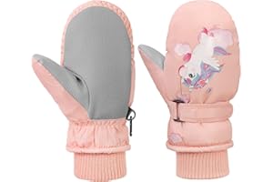 Moko Toddler Mittens, Kids Ski Mittens, Insulated Waterproof Mittens for Girls Boys, Warm Fleece Winter Snow Gloves for Kids