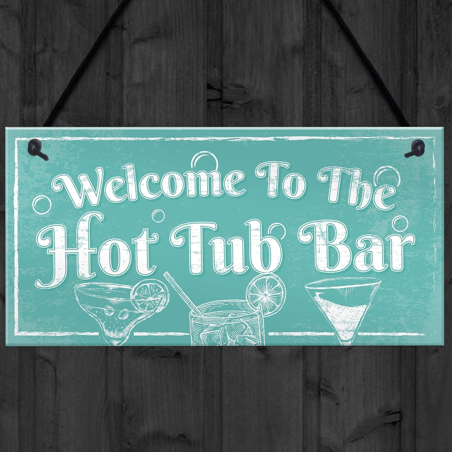 Red Ocean Welcome To The Hot Tub Bar Novelty Garden Shed Pool Hanging Plaque Outdoor Sign, blue - Image 5