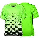 Vizari Ventura Short Sleeve Goalkeeper Goalie Jersey - Moisture-Wicking, Lightweight, and Sublimated Design for Soccer Keepers Both Youth and Adults | Neon/Green Black Size Adult Small