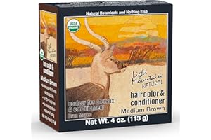Light Mountain Henna Hair Color & Conditioner - Medium Brown Hair Dye for Men/Women, Organic Henna Leaf Powder and Botanicals, Chemical-Free Semi-Permanent Hair Color, 4 Oz