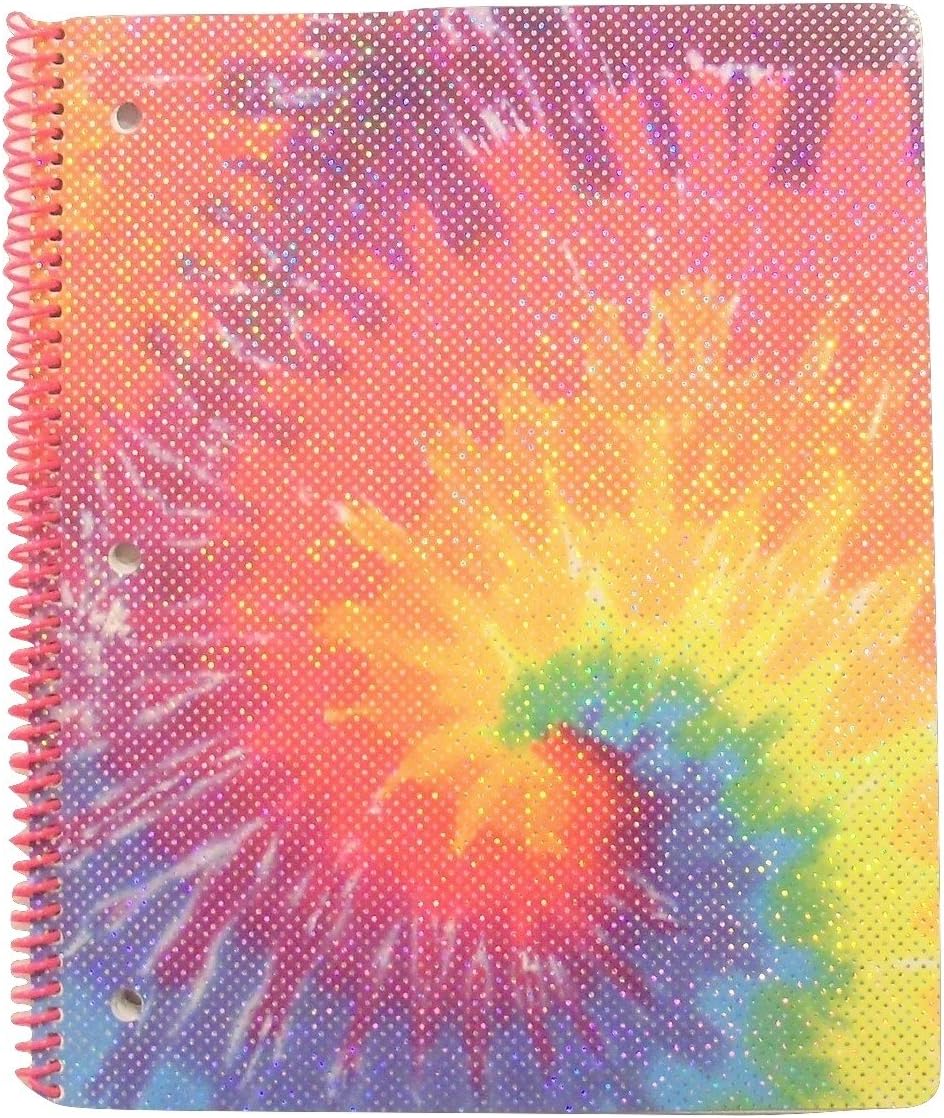 University of Style Tye Dye Sparkle Spiral Notebook ~ Thick Multicolored Swirl (70 Sheet, 140 Pages, College Ruled)
