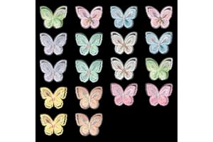 18PCS Colorful Double-Layer Embroidered Butterfly Applique Butterfly Lace Sheer Tulle Sew-On Patch Clothing Accessories for D
