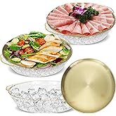3 Set 11.8" Chilled Serving Tray with Compartments, Ice Chilled Party Platter Charcuterie Serving Board for Fruit Seafood Veg