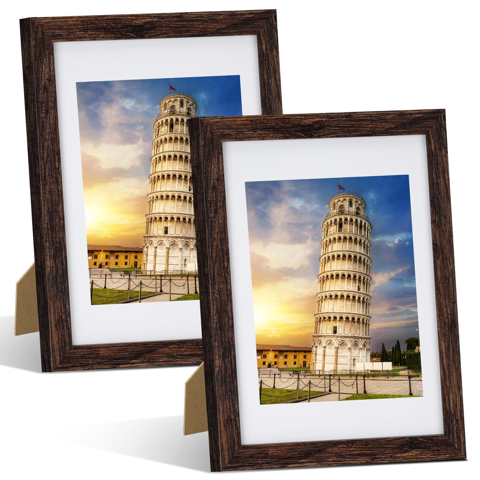 Nacial Set of 2 A4 Photo Frames, Home Décor A4 Picture Frames For Pictures/Photos/Posters, A4 Frame With Mount For A5 Photo, with Freestanding Bracket and Mounted Hook
