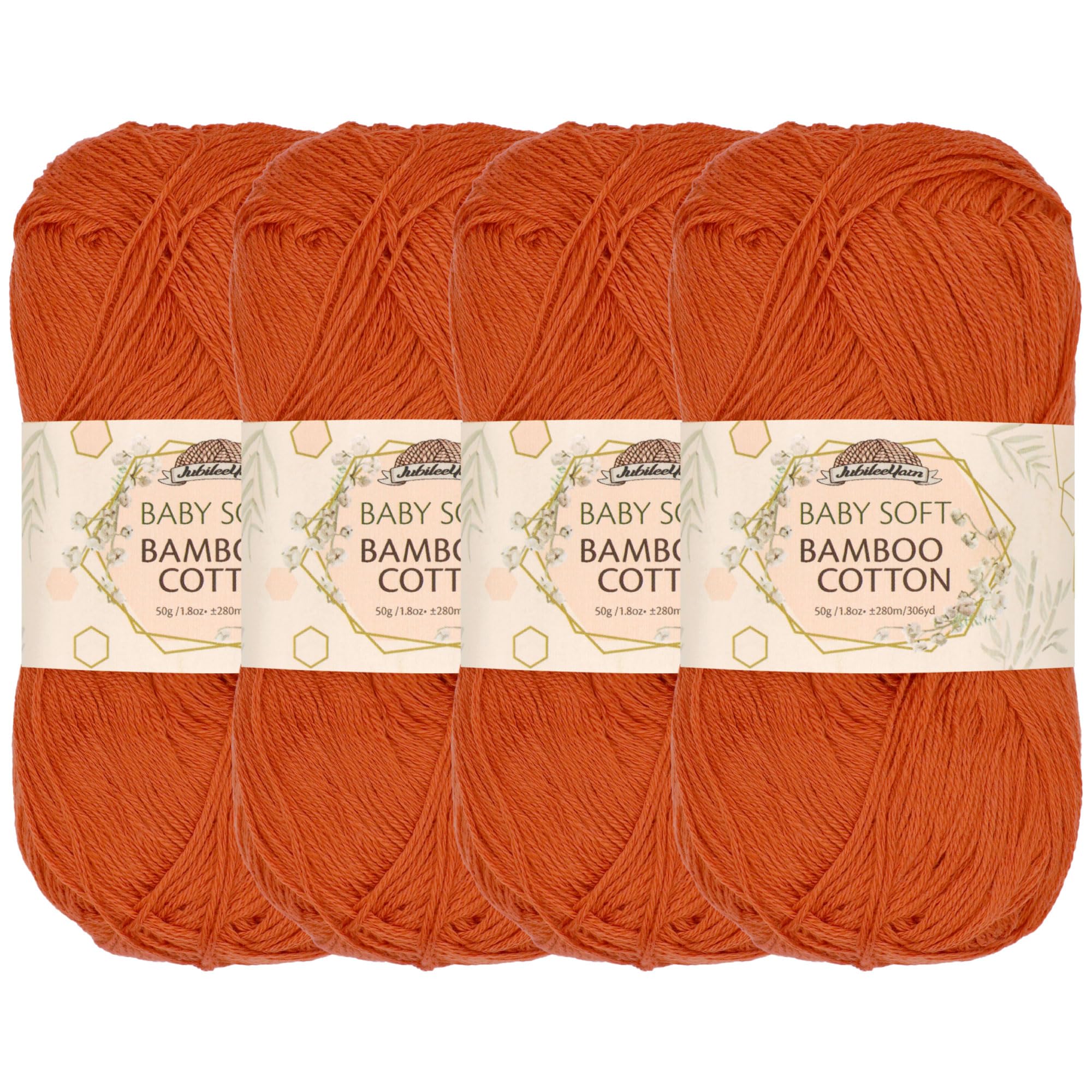 JubileeYarn Baby Soft Bamboo Cotton Yarn - 50g/Skein - Burnt Orange - 4 Skeins — image 1