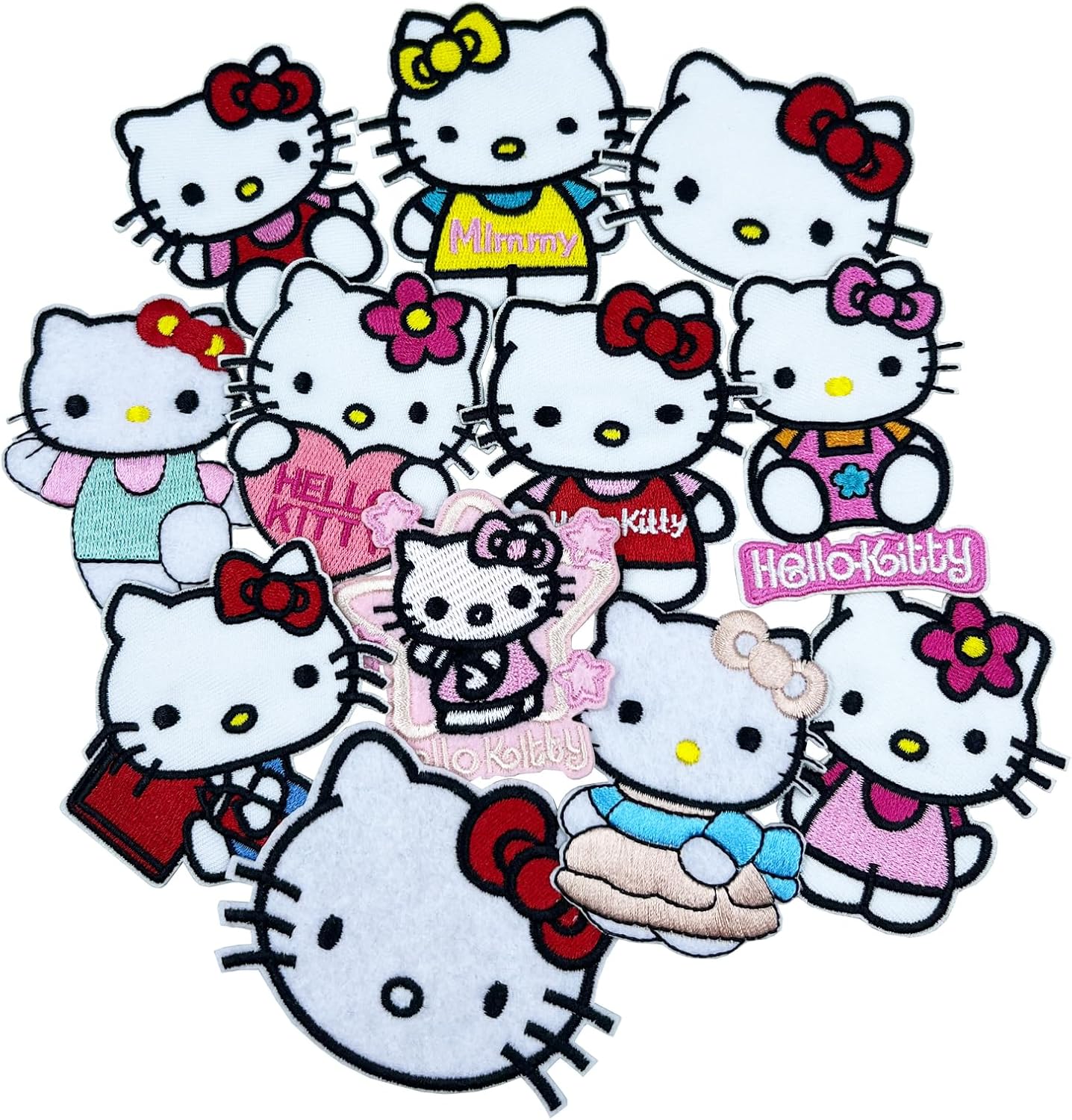 Mixed Media - 12pcs Cute Cartoon Kitty Pink Embroidered Iron On Patches
