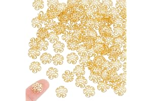 UNICRAFTALE About 100Pcs Real 18K Gold Plated Bead Cap Flower Bead Caps Bead End Caps 4.5mm Metal Spacer Beads Caps for Necklace Bracelet Earrings Jewelry Making Supplies