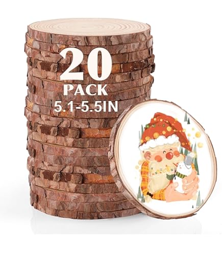 FUMILE Natural Wood Slices - 10 Pack Unfinished Round Discs With Bark For Crafts & Decor