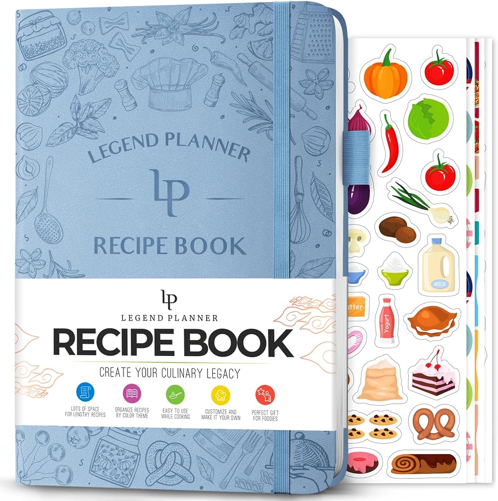 Legend Planner Legend Recipe Book Blank Family Cookbook Hardcover A5 Periwinkle