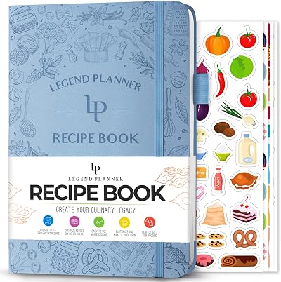 Legend Planner Legend Recipe Book Blank Family Cookbook Hardcover A5 Periwinkle