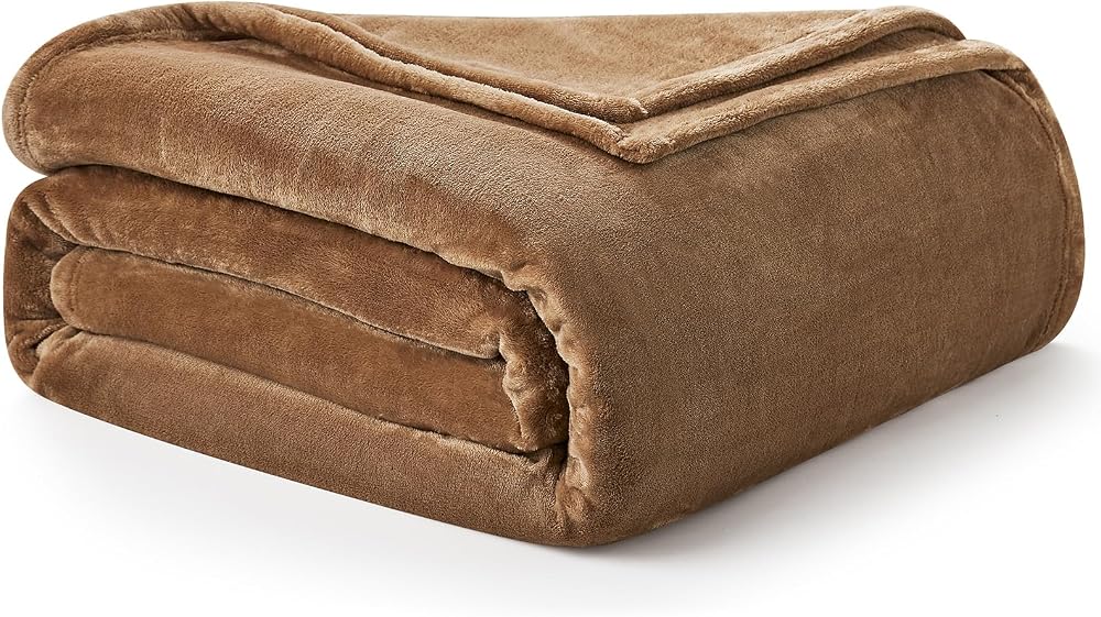 EHEYCIGA Fleece Blanket Camel 150x200cm Twin Size Soft Flannel Throw