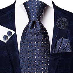 Hi-Tie Navy Gold Plaid Ties and Self-tied Bowtie
