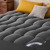 Bedlore King Mattress Topper, Extra Thick Mattress Pad - Back Pain Relief | Soft 800 GSM Down Alternative Fill, Plush &amp; Breathable Pillow Top Bed Topper with Stretchable Pockets for 6"-18"，Gray