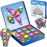 60-Piece Mini Magnetic Tiles Set with Iron Box - Ideal Travel Puzzle Toys for Toddlers Aged 3-5, Montessori STEM Building Blo
