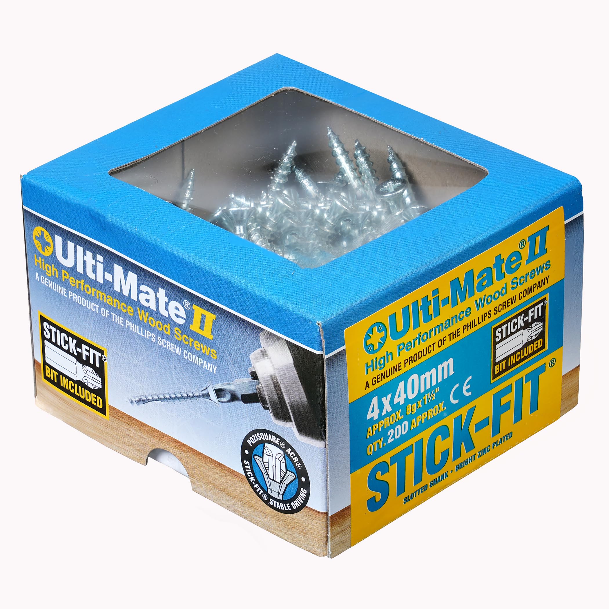 Ulti-Mate Woodcrews - Bright Zinc Plated - 4.0 x 40mm - Box of 200