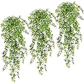 RAINFLOW 3PCS Fake Hanging Plants Lifelike Faux Plants Indoor with 45 Green Leaves, Fake Ferns for Shelf Office Shower Boho Wall Balcony Outdoor Wedding Bedroom Decor (Maple Leaf Fern)
