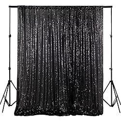 ShinyBeauty Sequin Backdrop- 5FTx10FT-Black-Sequin
