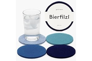 Graf Lantz - Bierfilzl Merino Wool Round Coasters Set of 4 - Ocean (4" Circles) - Absorbs 30% of Weight - German Wool - Heat Resistant, Sustainable, & Reusable - Home Decor & Coffee Table Decor