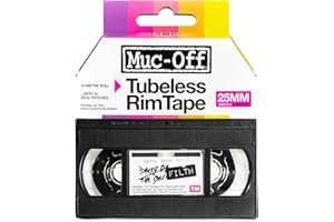 Muc-Off Tubeless Rim Tape, 25mm - Pressure-Sensitive Adhesive Rim Tape for Tubeless Bike Tyre Setups - 10 Metre Roll with 4 S