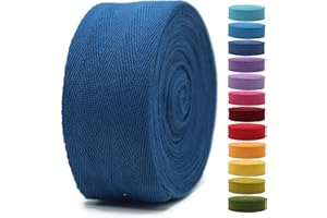 JACOB BICERRI Cotton Twill Tape 2" & 1.5" & 1" - 10 Yards - 50+ Colors -%100 Natural Cotton 1 Inch 1.5 Inch 2 Inch Herringbone Bias Binding Cotton Tape Trim for Sewing Wrapping Craft DIY Navy Blue 10425