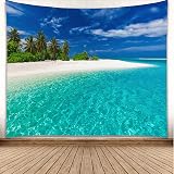 YISURE Tropical Paradise Beach Tapestry 150x130cm Palm Tree Ocean Decor view 1