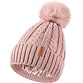 MSDC Satin Lined Beanie for Women with Pom Pom, Warm Womens Winter Hats with Silk Lined, Fashionable Knit Beanie Skull Cap