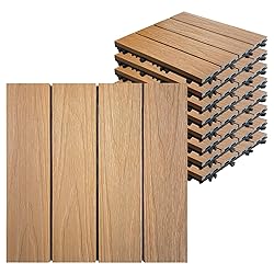 9 PCS WPC Teak Wood Decking Tiles