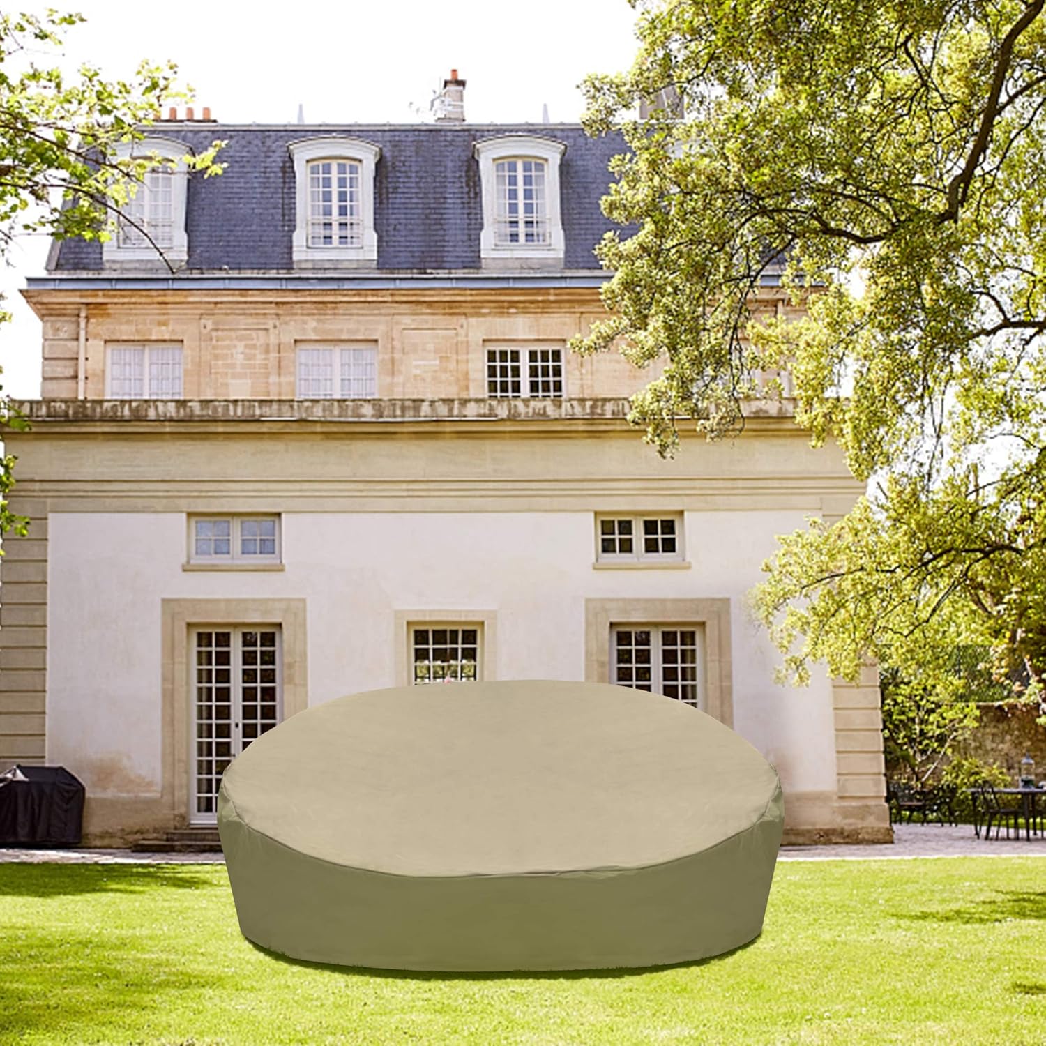 SunPatio Daybed Cover, Outdoor Round Canopy Daybed Sofa Cover, Heavy Duty Waterproof Patio Furniture Cover with Seam Taped, Fade Resistant Material, Helpful Air Vent, 88"L x 85"W x 35"H, Neutral Taupe : Garden & Outdoor