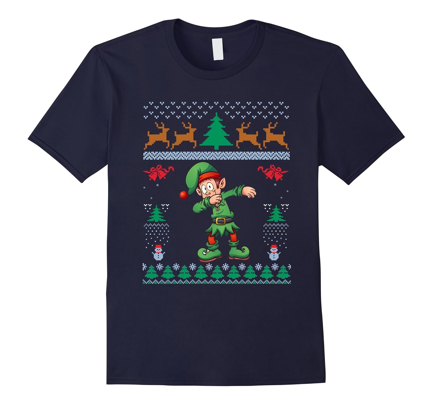 Dabbing Elf T-Shirt Funny Dab Elf Ugly Christmas Sweater-ANZ