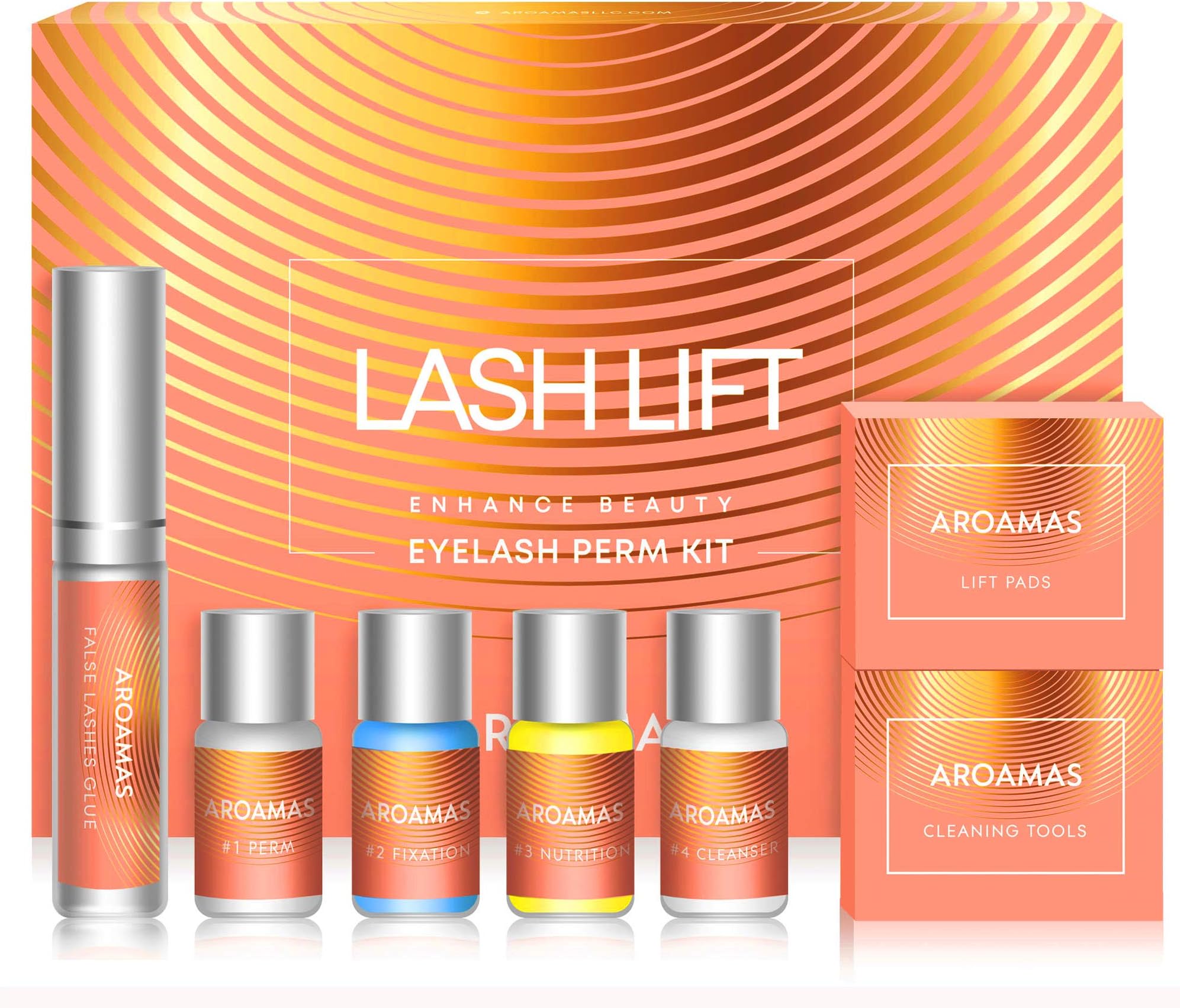 Aroamas Eyelash Perm Kit Full Eyelash Lift Kit – Professional Quality, Semi-Permanent Curling Perming Wave, Lotion & Liquid Set