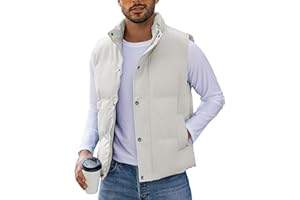 Flygo Mens Puffer Vest Winter Padded Vests Lightweight Stand Collar Sleeveless Quilted Jackets Outerwear