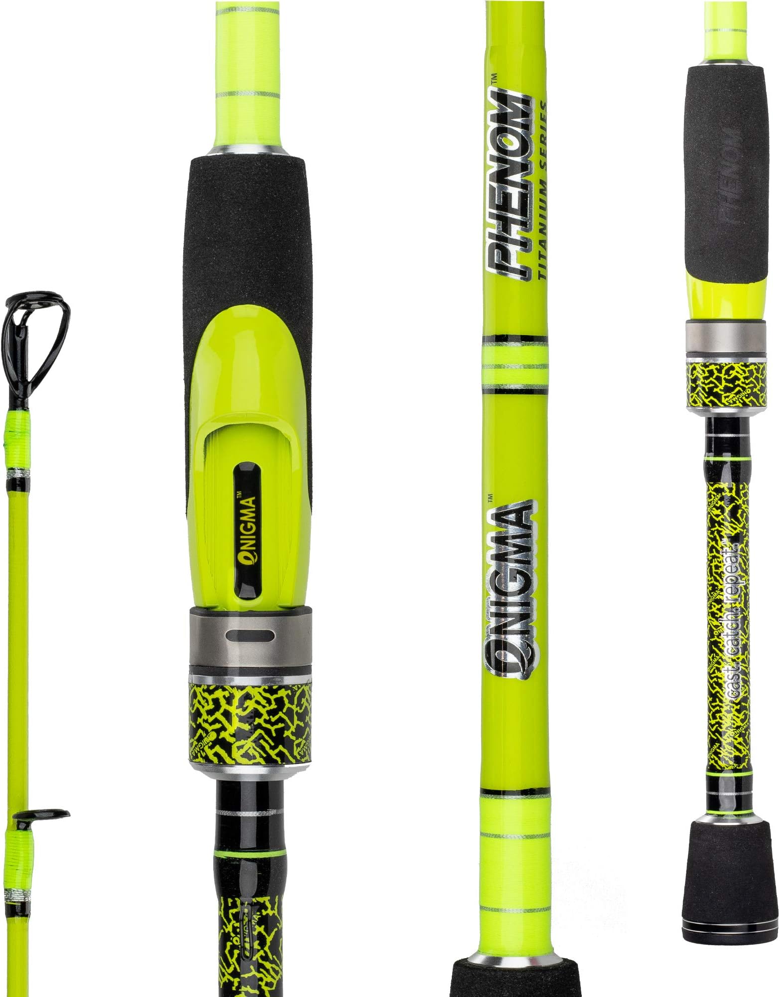 Enigma Fishing Phenom Titanium Gen2 High-Performance Bass Fishing Rods, Japanese Toray High Modulus 30 Ton Graphite Blanks, Alps Guides, Quality Eva Grip, 10 Lengths & Actions - Spinning Rod
