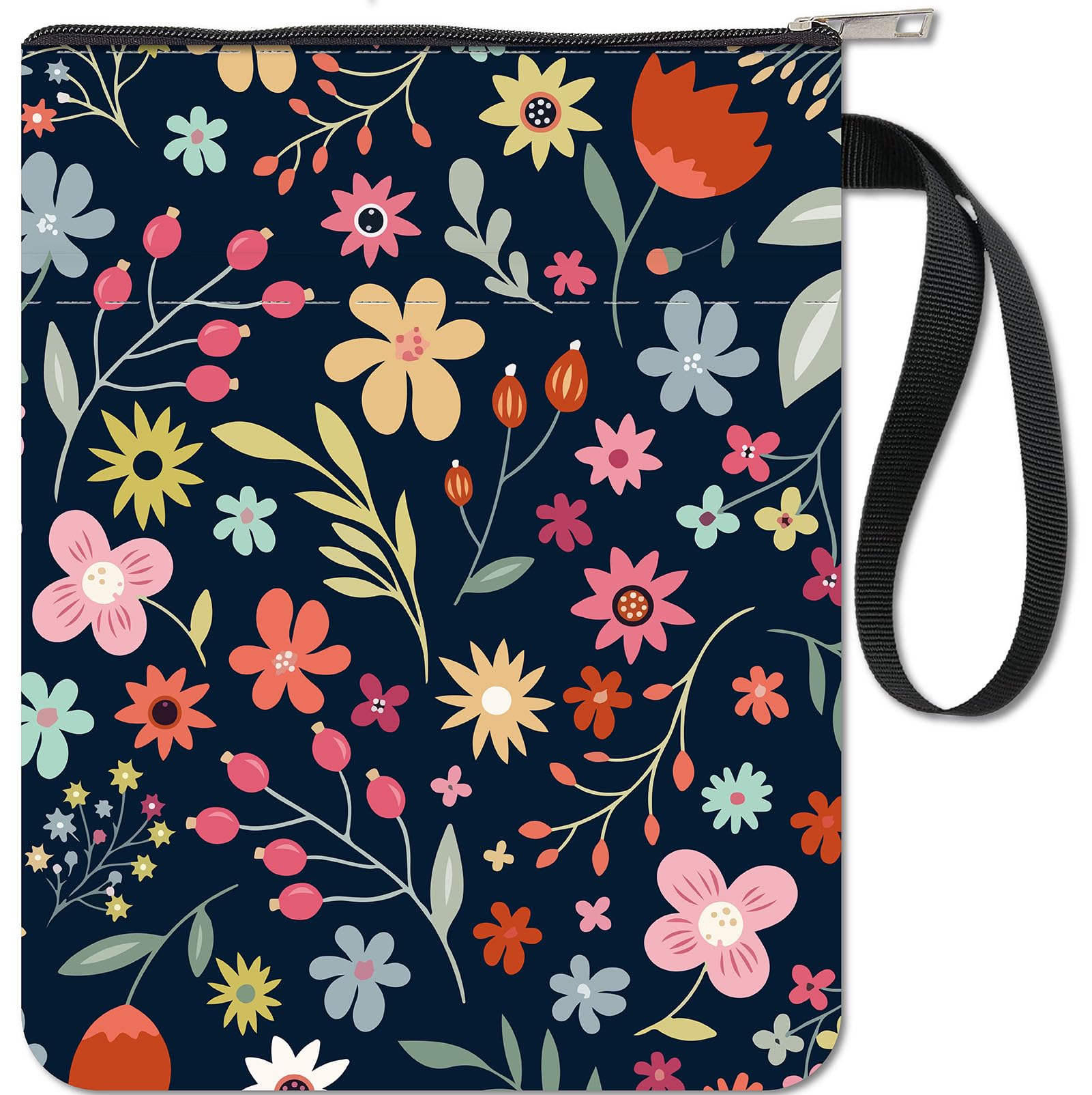 CRASPIRE Flower Book Sleeves Book Protector Floral Book Covers for Paperbacks Washable Fabric Cloth Book Cover with Zipper and Extra Sleeve Pocket for Book Lovers Classmate Friend Gifts
