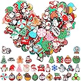 Suncalla 72 Pcs Christmas Silicone Focal Beads for Pens Christmas Character Beads Bulk for DIY Beadable Keychain Making Necklace Bracelet Jewelry Crafts Making Kit Supplies Xmas Party Holiday Gifts