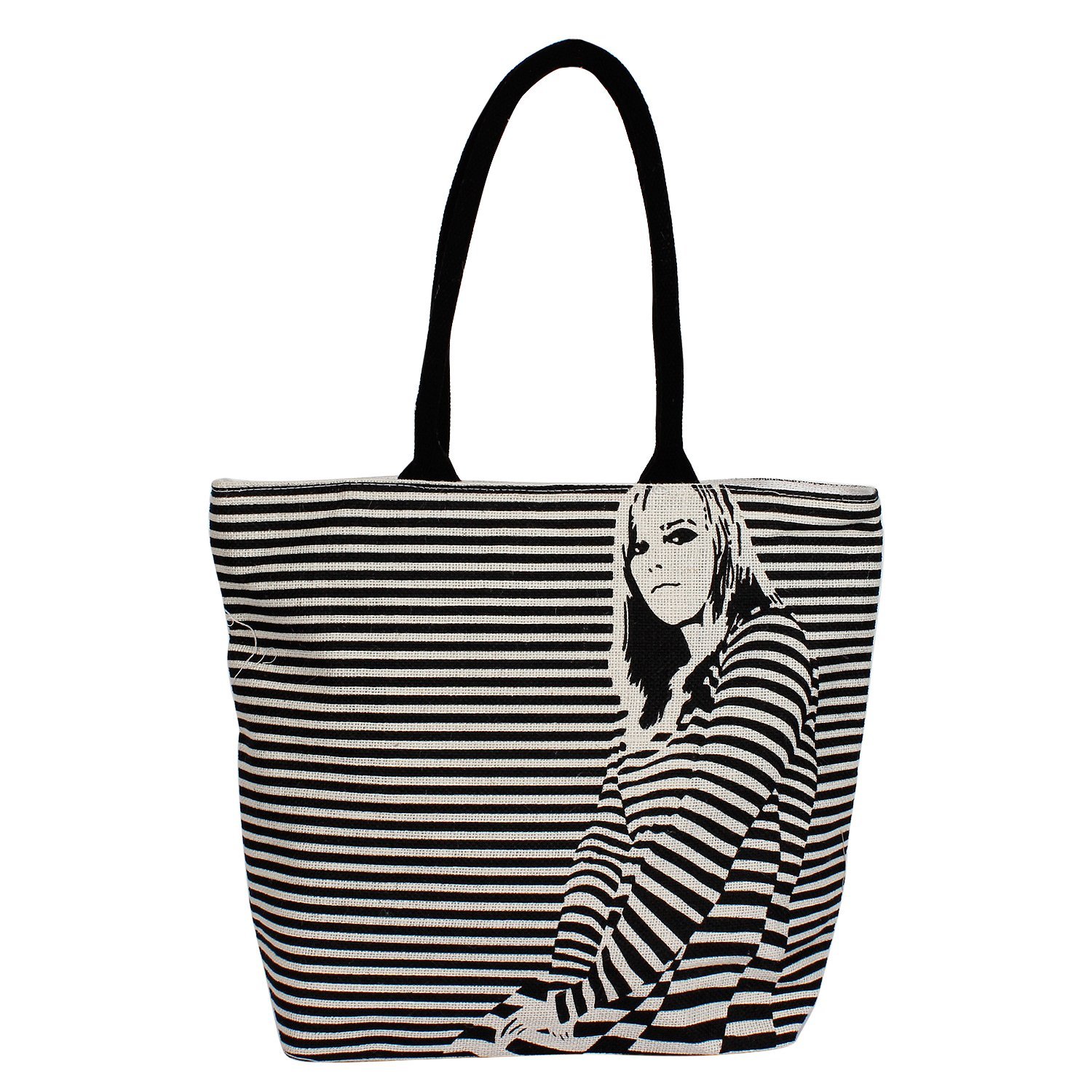 utsav kraft women's tote bag (black and white)