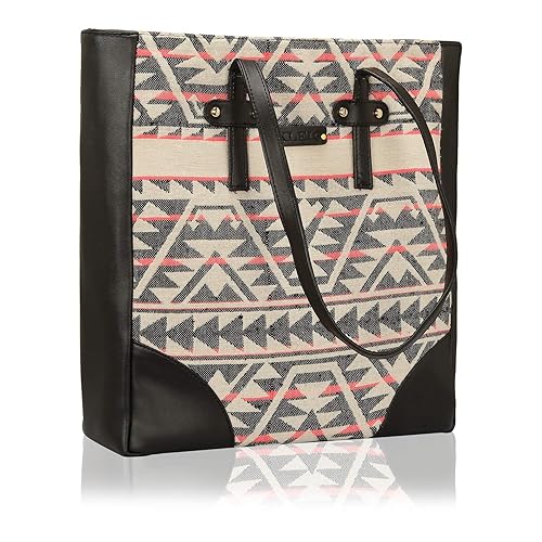 Kleio Womens Tote Shopping Hand Bag Jacquard Fabric With Faux Leather
